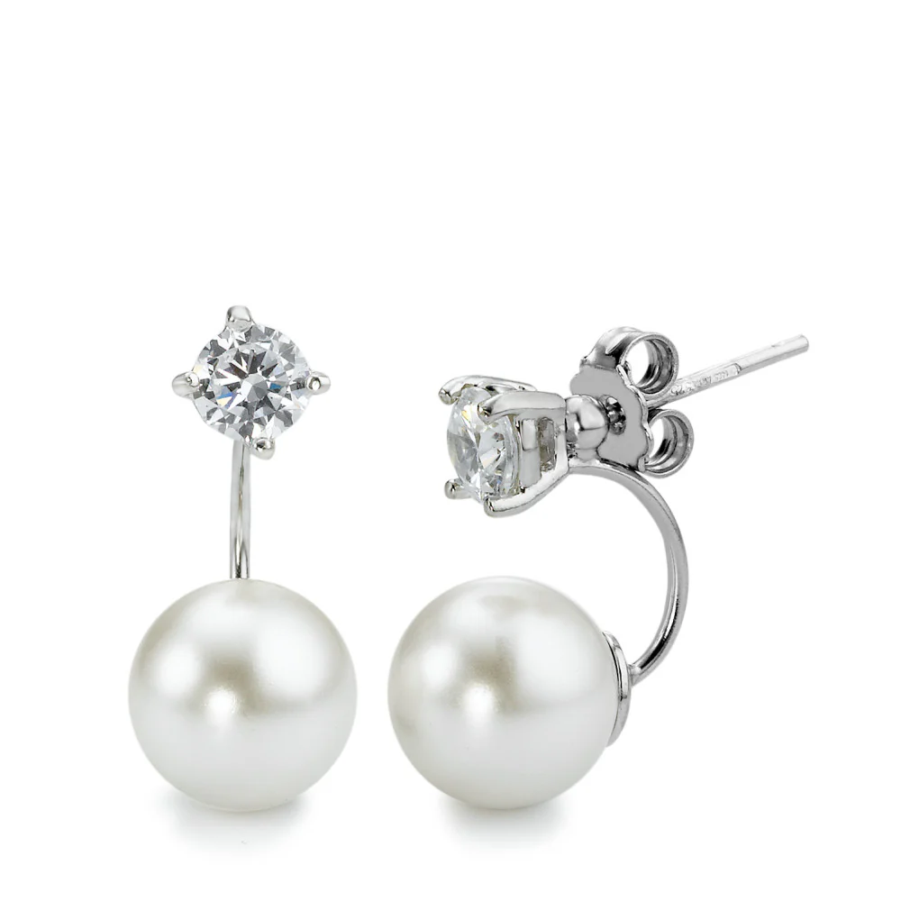 Orecchini Argento Zirconia bianco, 2 pietra rodiato