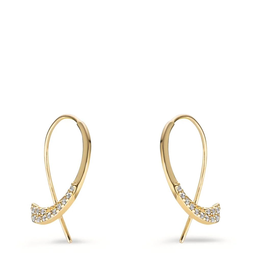 Orecchini Argento Zirconia bianco, 24 pietra giallo dorato - Image 2
