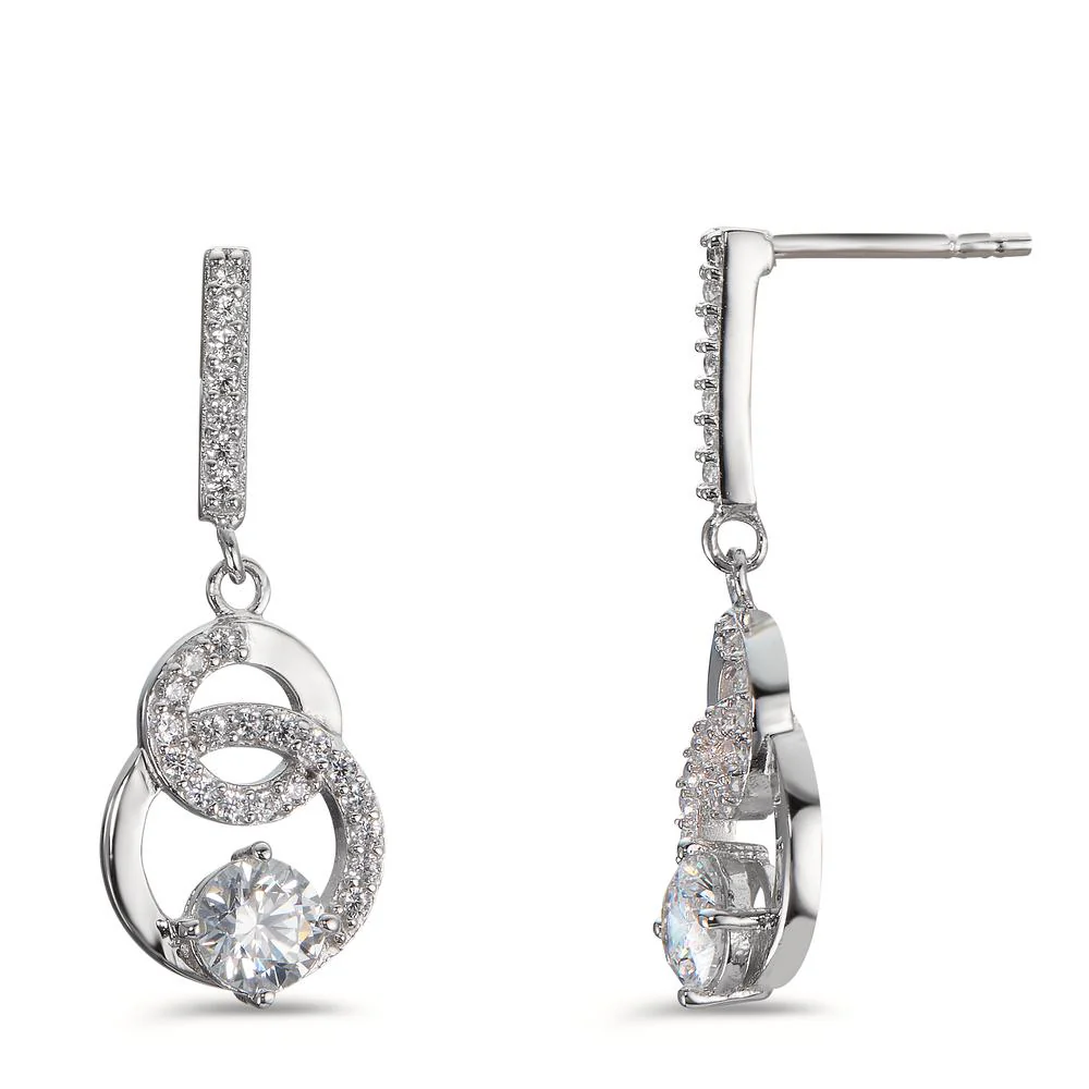 Orecchini Argento Zirconia bianco rodiato