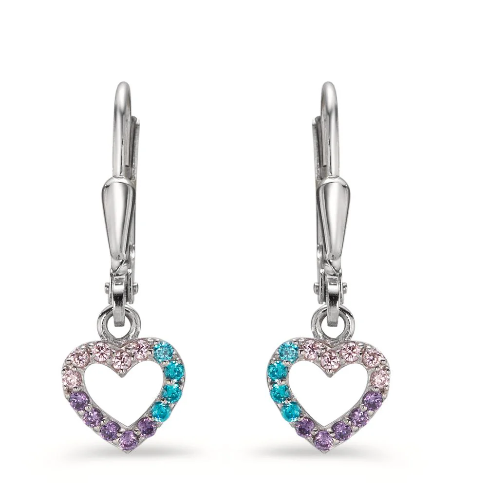 Orecchini Argento Zirconia colorato rodiato Cuore - Image 2