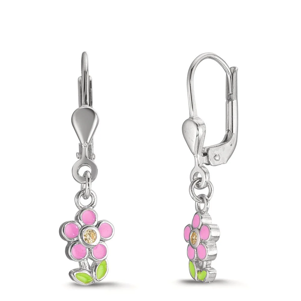 Orecchini Argento Zirconia giallo, 2 pietra rodiato Fiore