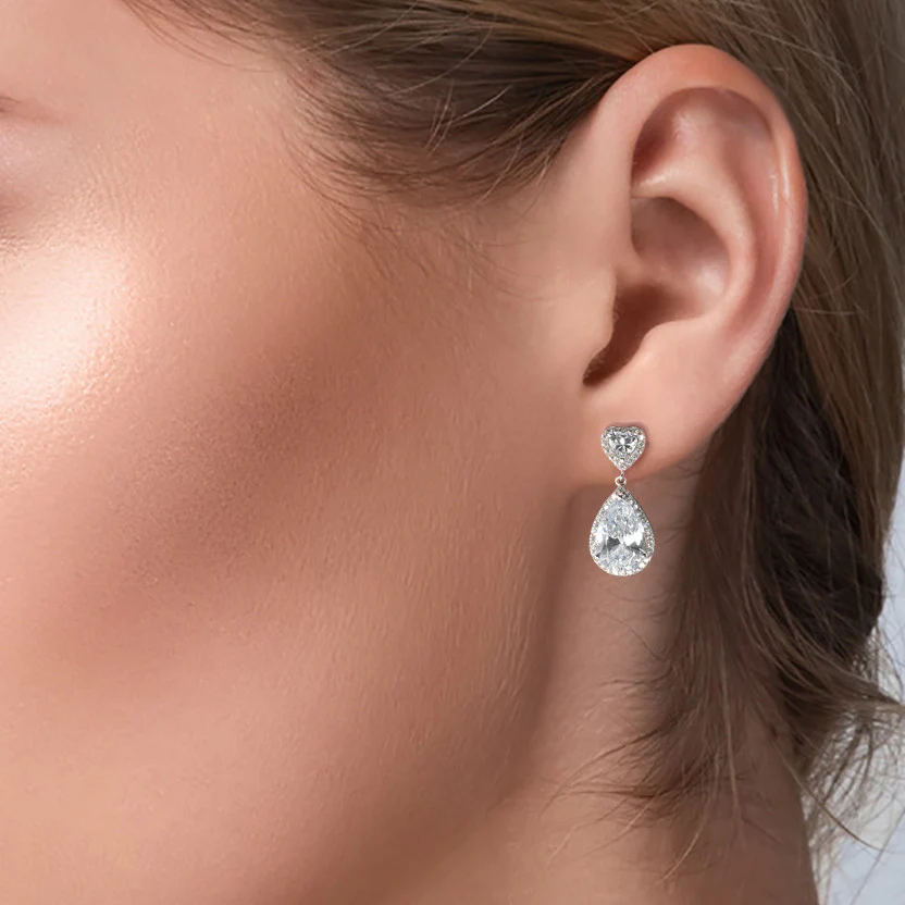 Orecchini Argento Zirconia rodiato Cuore - Image 2