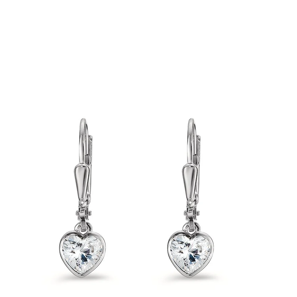 Orecchini Argento Zirconia rodiato Cuore Ø6 mm - Image 2