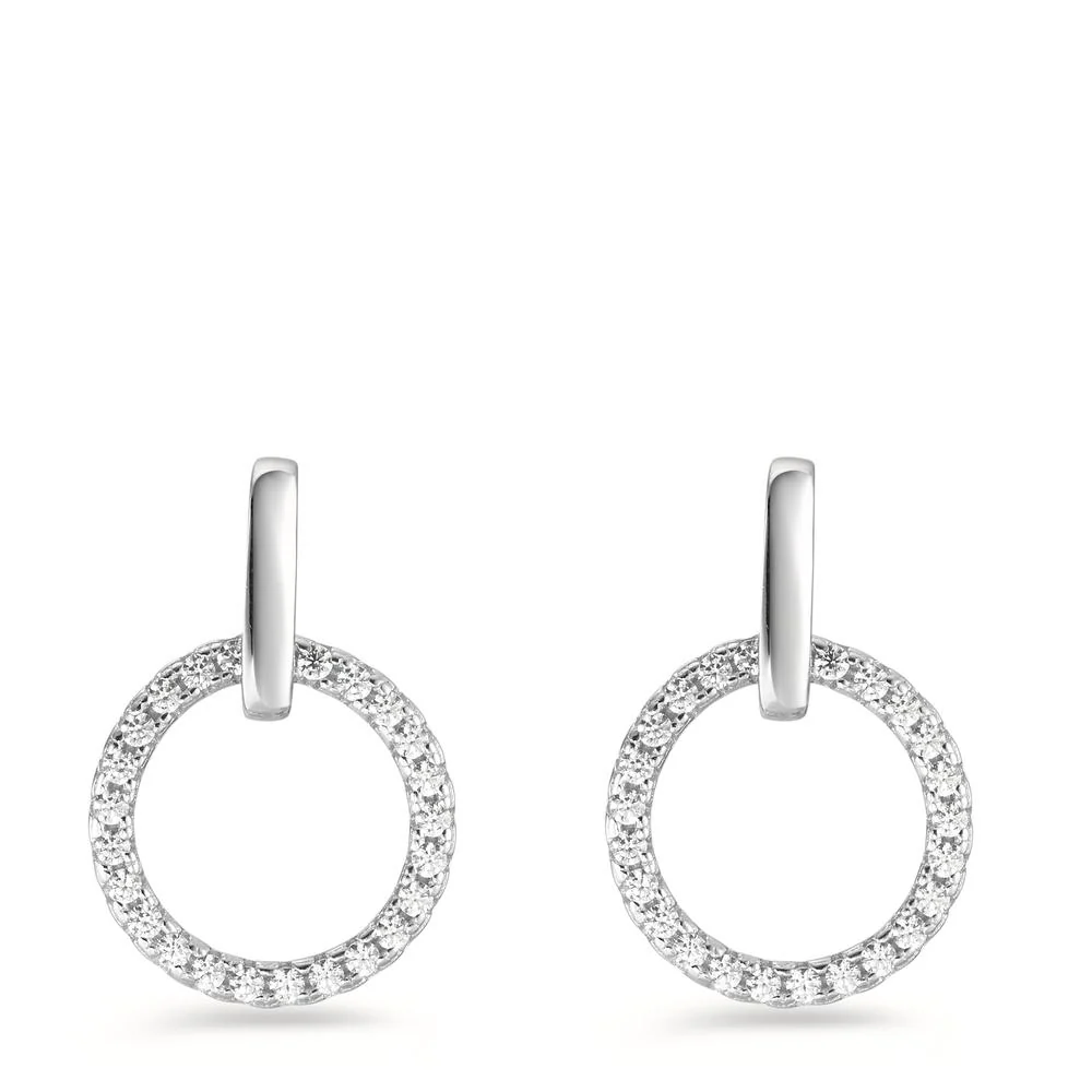 Orecchini Argento Zirconia rodiato Ø13 mm - Image 2