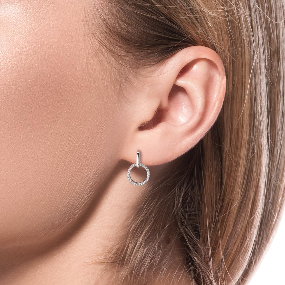 Orecchini Argento Zirconia rodiato Ø13 mm - Image 3
