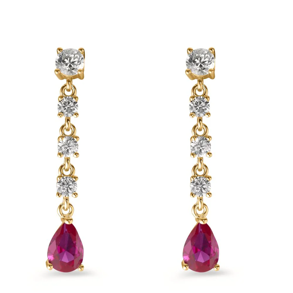 Orecchini Argento Zirconia rosa, 10 pietra giallo dorato - Image 2