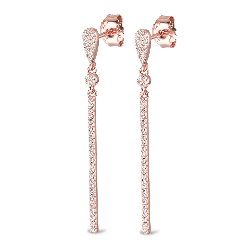 Orecchini Argento Zirconia rosa dorato - Image 3