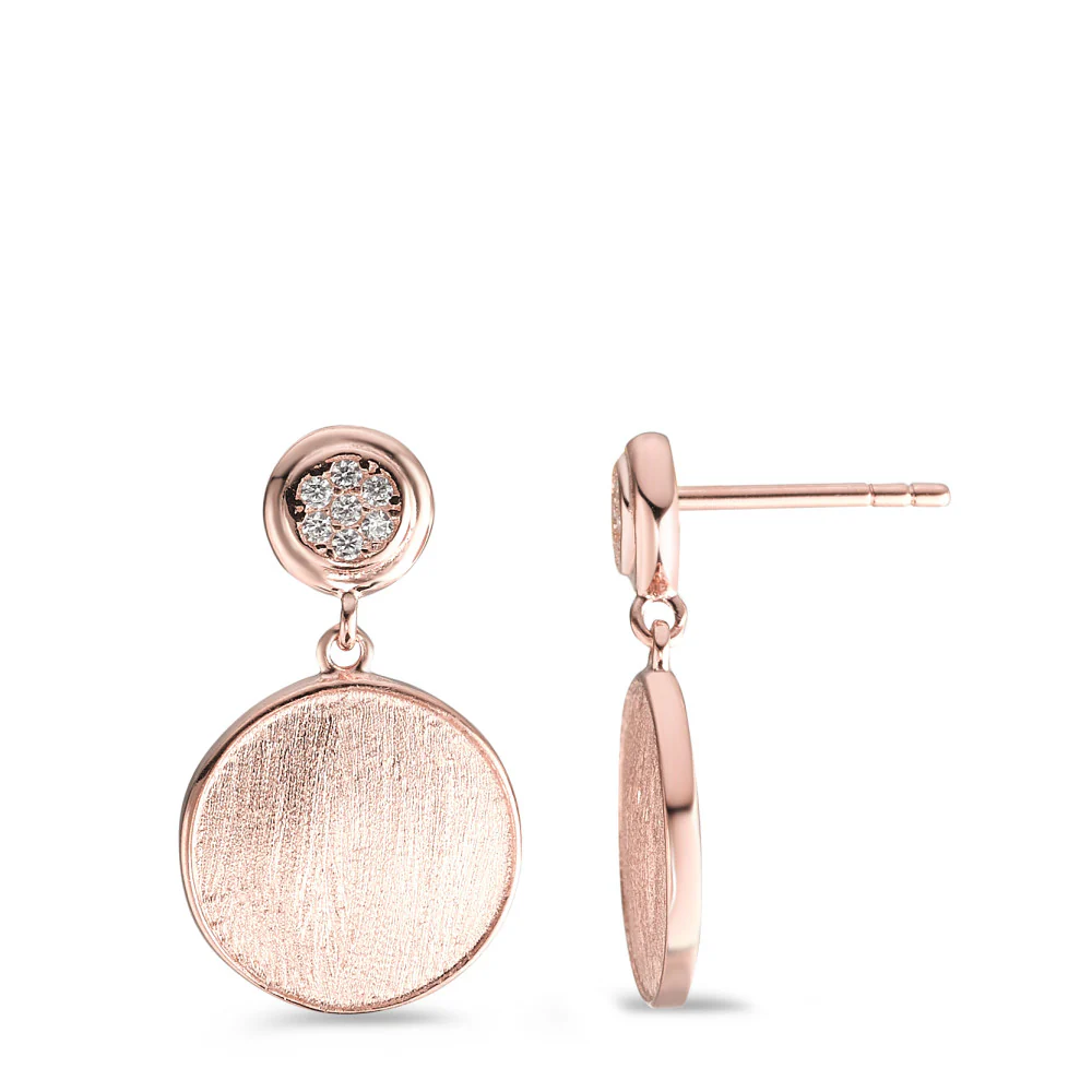 Orecchini Argento Zirconia rosa dorato Ø12 mm
