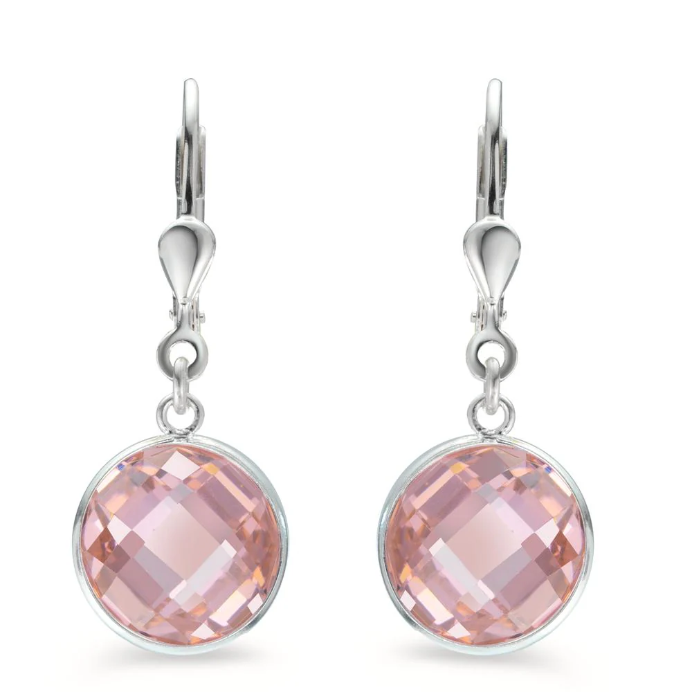 Orecchini Argento Zirconia rosa Ø10 mm - Image 2
