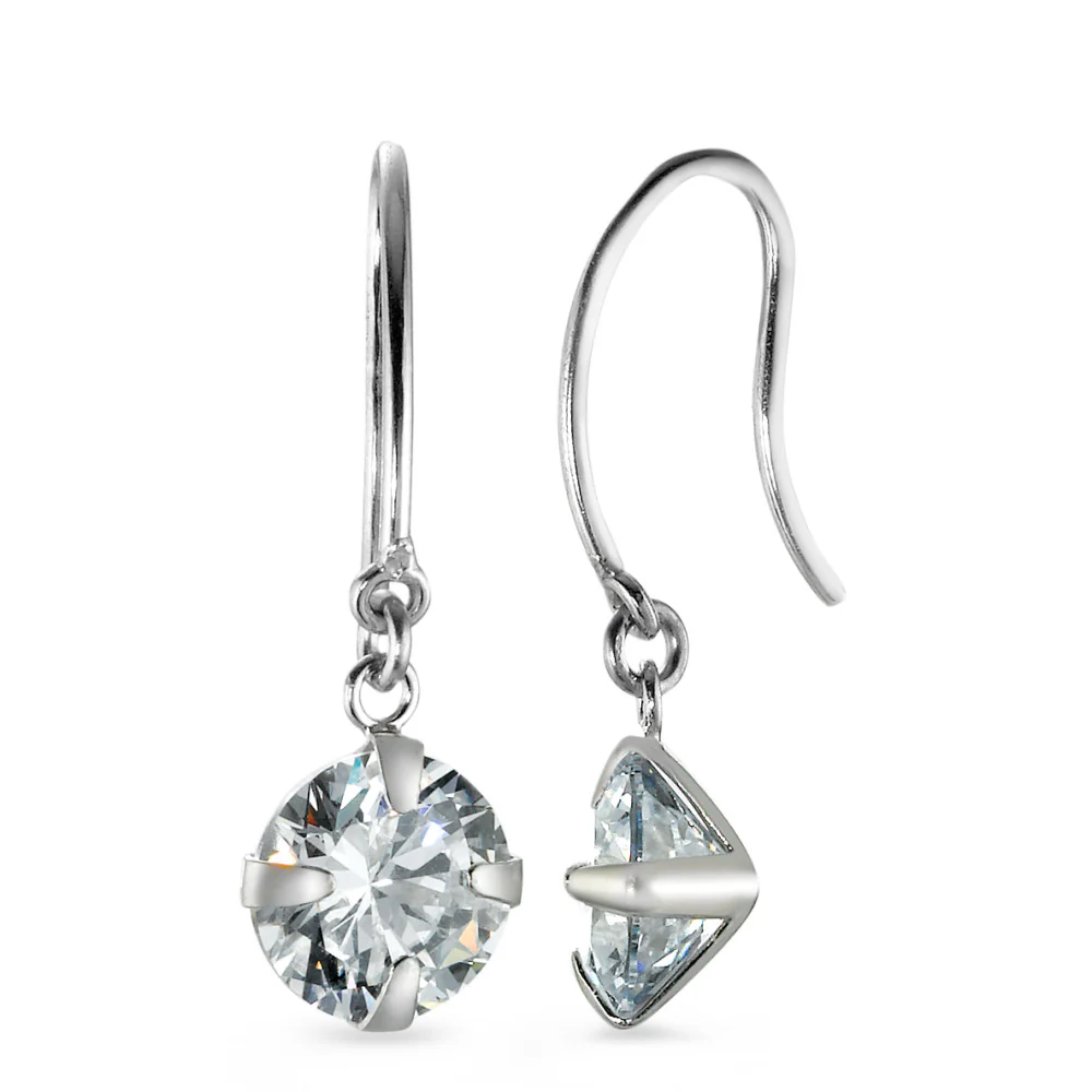 Orecchini Argento Zirconia [rund] rodiato Ø8 mm