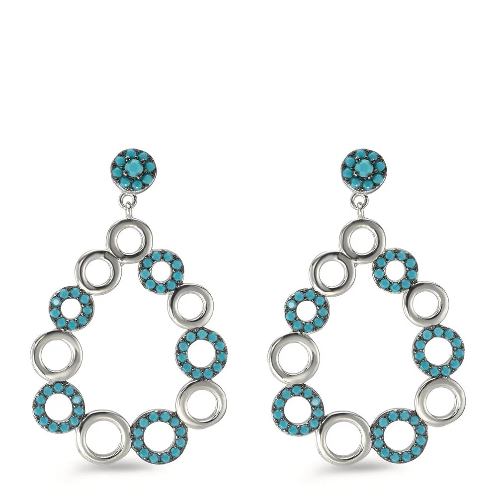 Orecchini Argento Zirconia turchese rodiato - Image 3