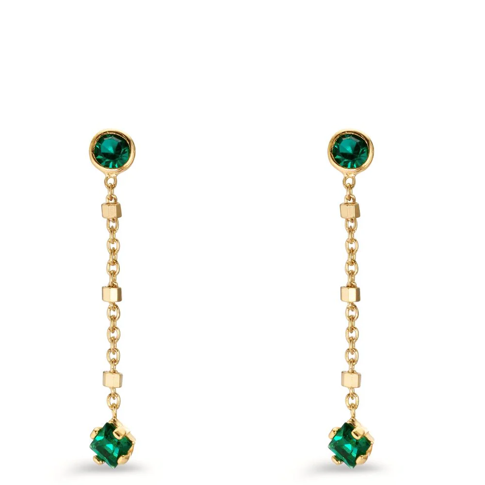 Orecchini Argento Zirconia verde, 4 pietra giallo dorato - Image 3