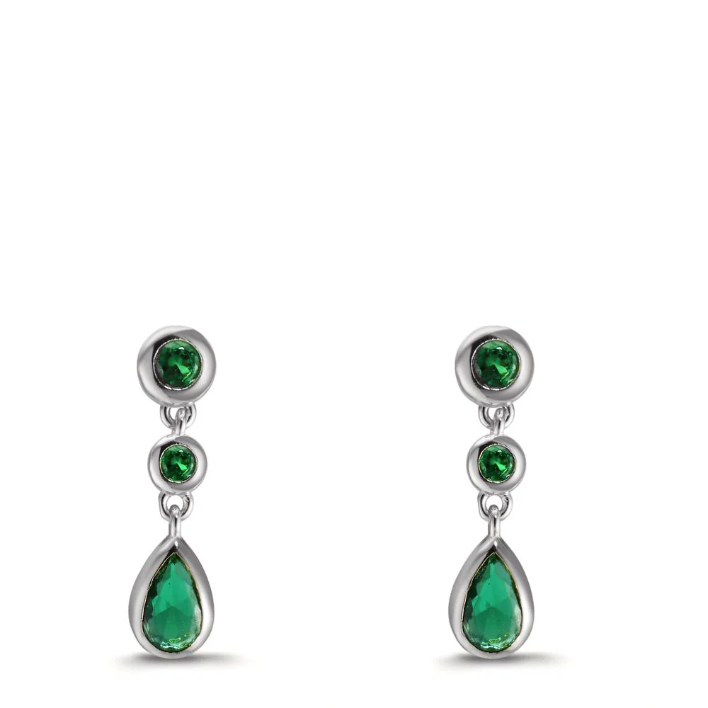 Orecchini Argento Zirconia verde, 6 pietra rodiato - Image 2