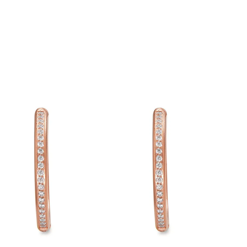 Orecchini circolari Acciaio inossidabile Zirconia 44 pietra rosa rivestimento IP - Image 2