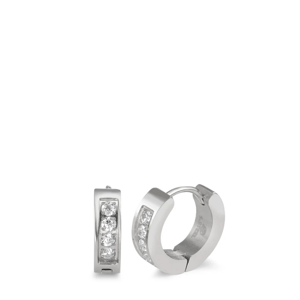 Orecchini circolari Acciaio inossidabile Zirconia 8 pietra