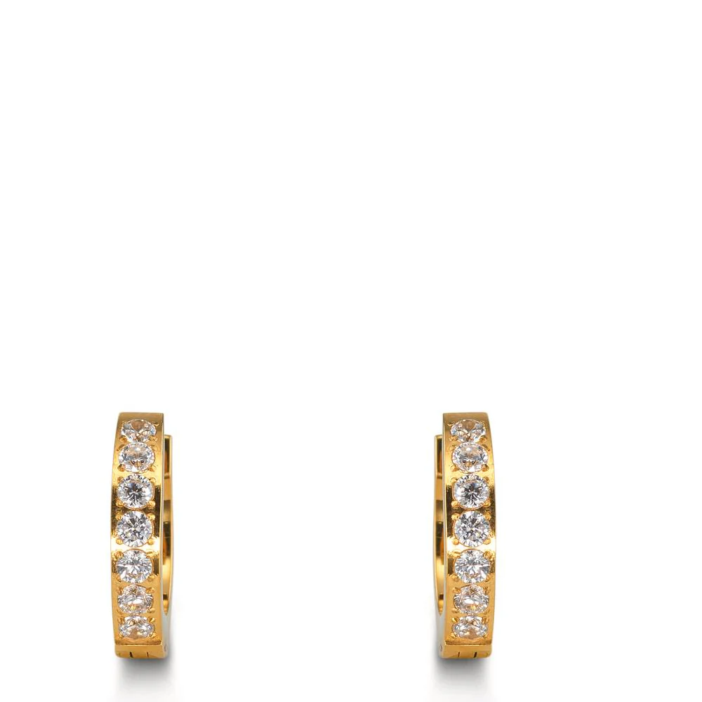 Orecchini circolari Acciaio inossidabile Zirconia bianco, 14 pietra giallo rivestimento IP - Image 2
