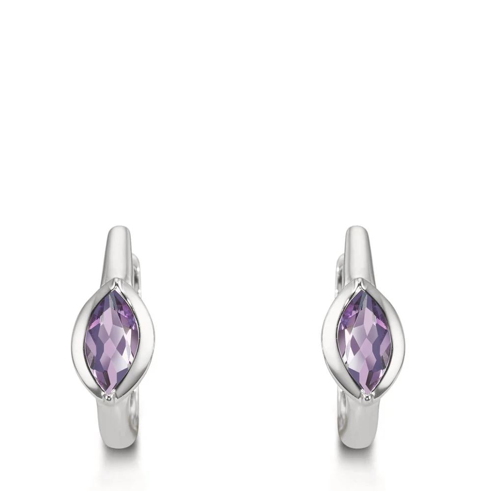 Orecchini circolari Argento Ametista 2 pietra rodiato - Image 3