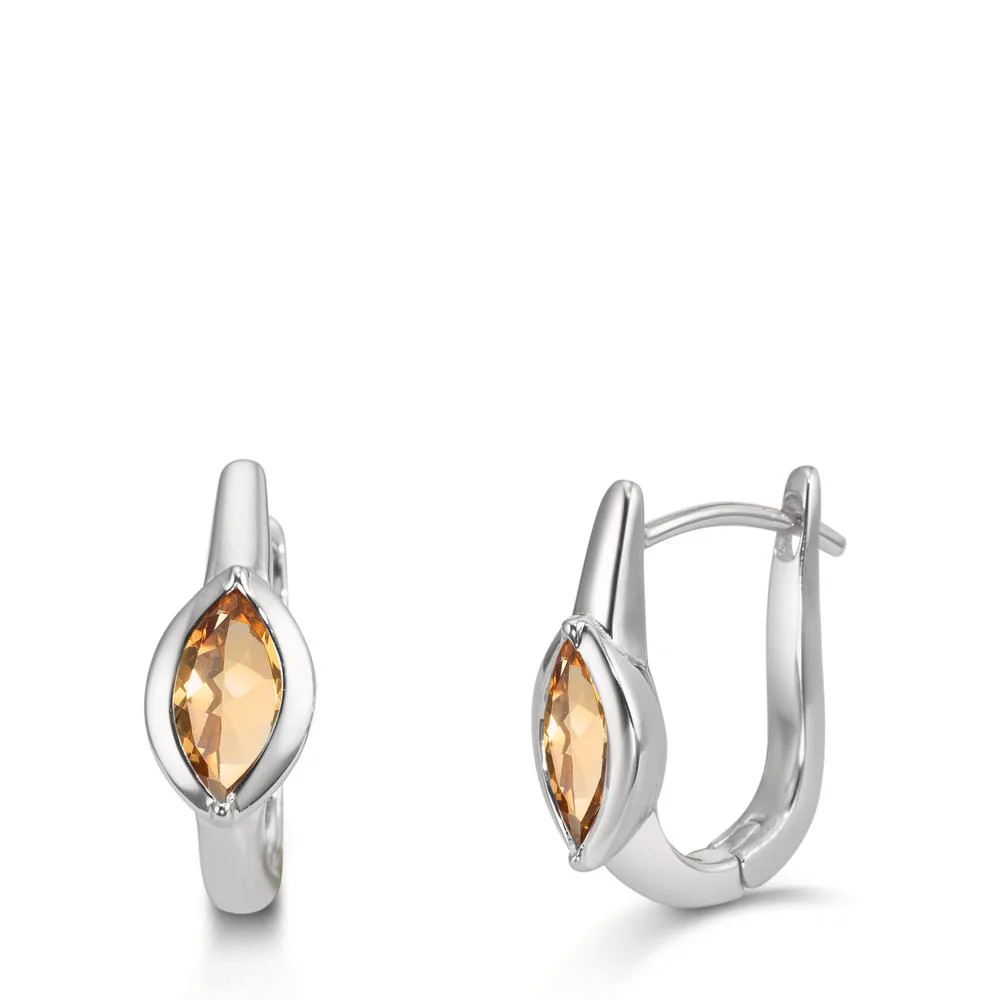Orecchini circolari Argento Citrino 2 pietra rodiato