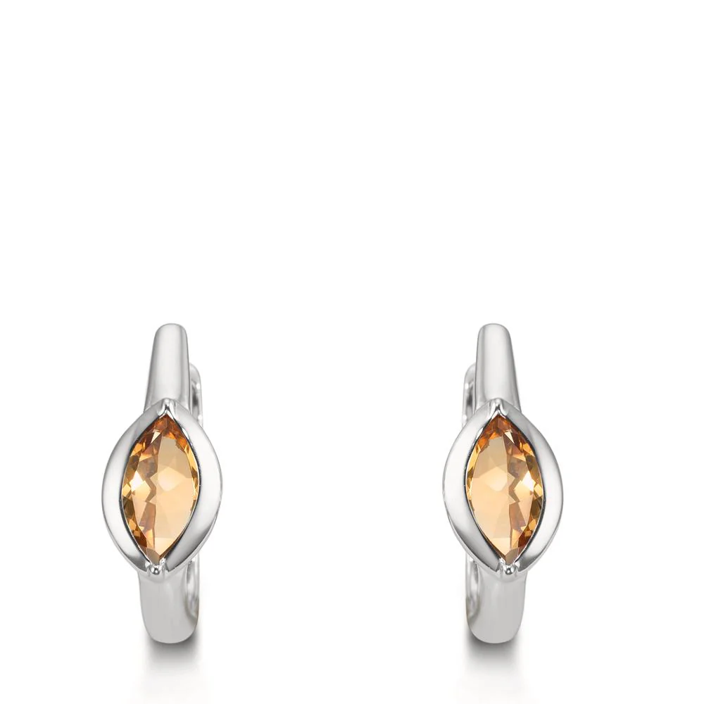 Orecchini circolari Argento Citrino 2 pietra rodiato - Image 3