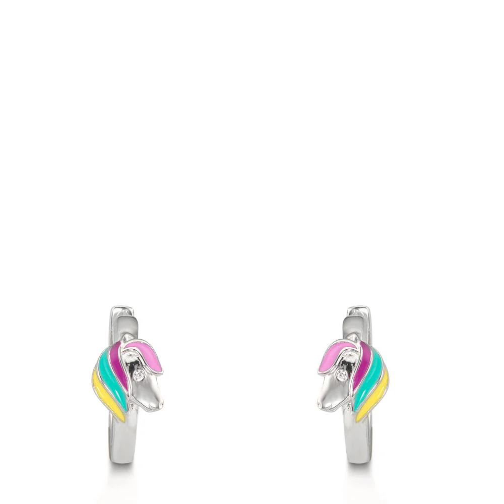 Orecchini circolari Argento rodiato Cavallo - Image 2