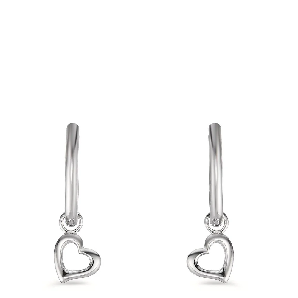 Orecchini circolari Argento rodiato Cuore - Image 2