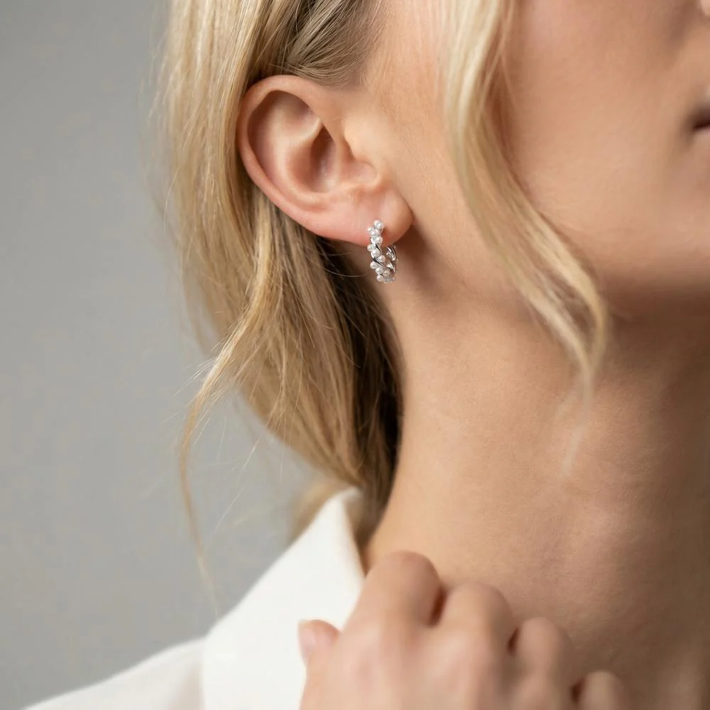 Orecchini circolari Argento rodiato [shining Pearls] - Image 2