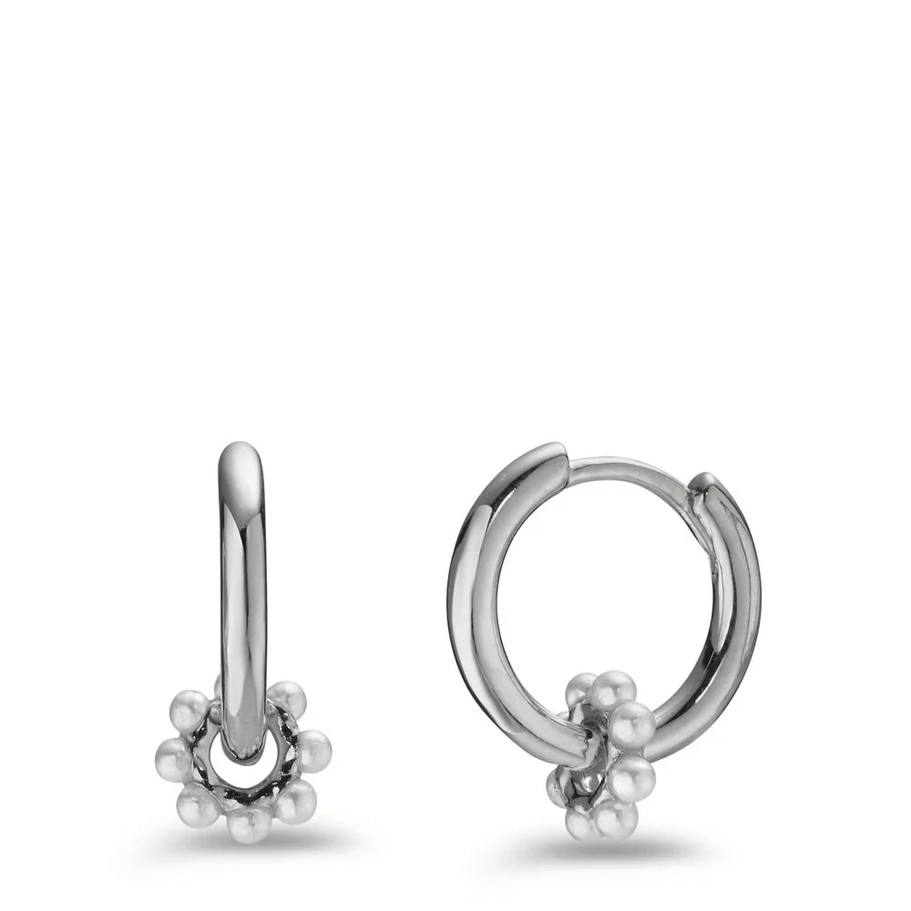 Orecchini circolari Argento rodiato [shining Pearls] bianco