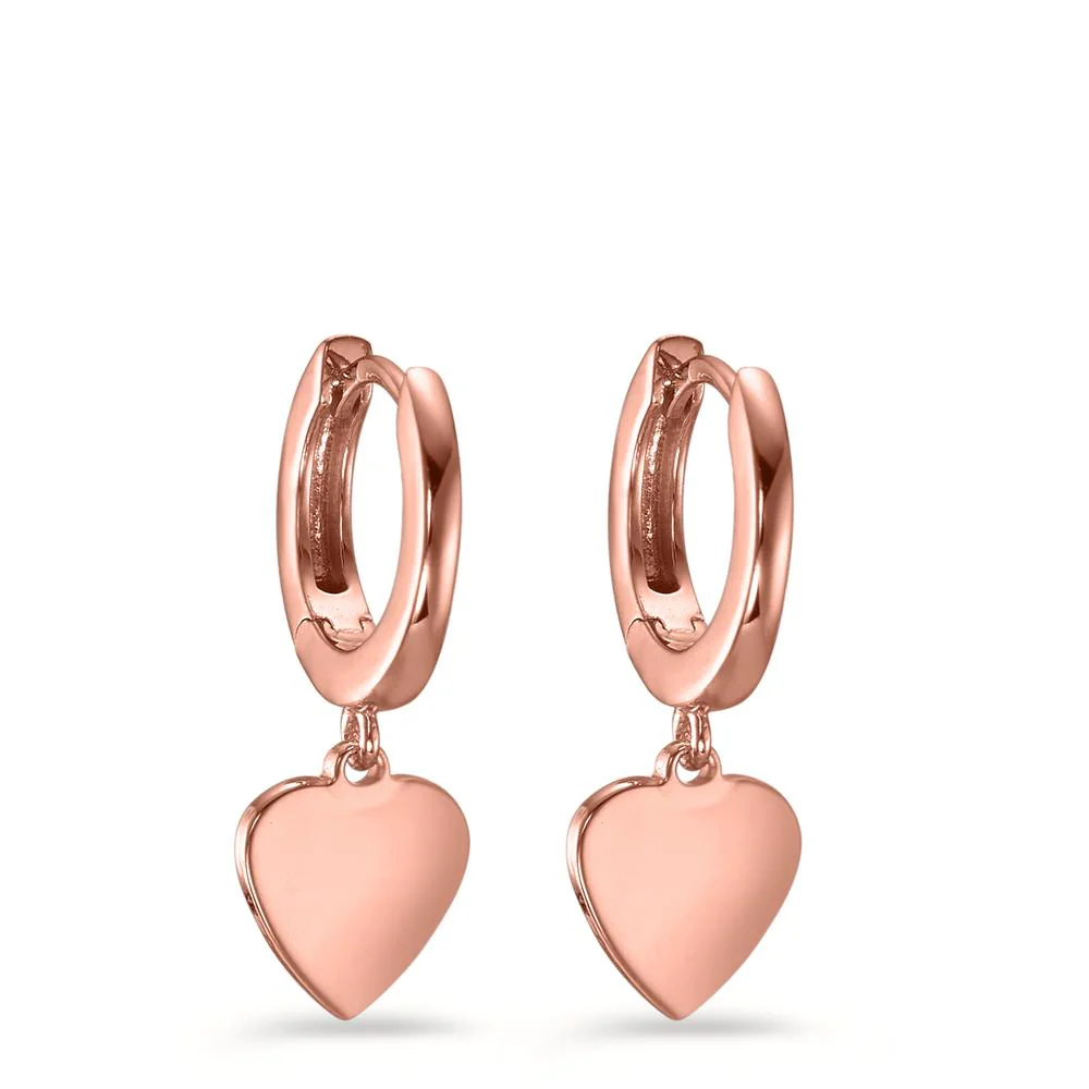 Orecchini circolari Argento rosa dorato Cuore Ø8 mm - Image 2