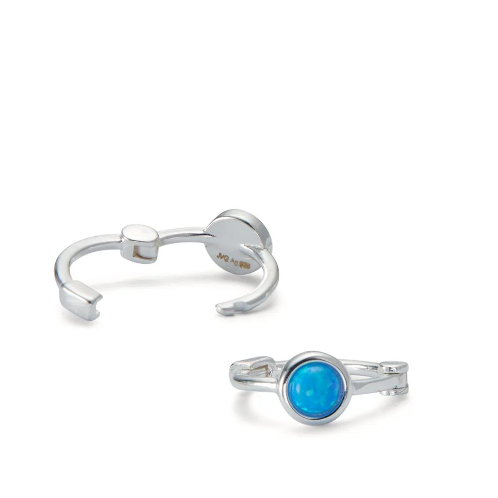 Orecchini circolari Argento [synth. Stein] blu, 2 pietra - Image 3
