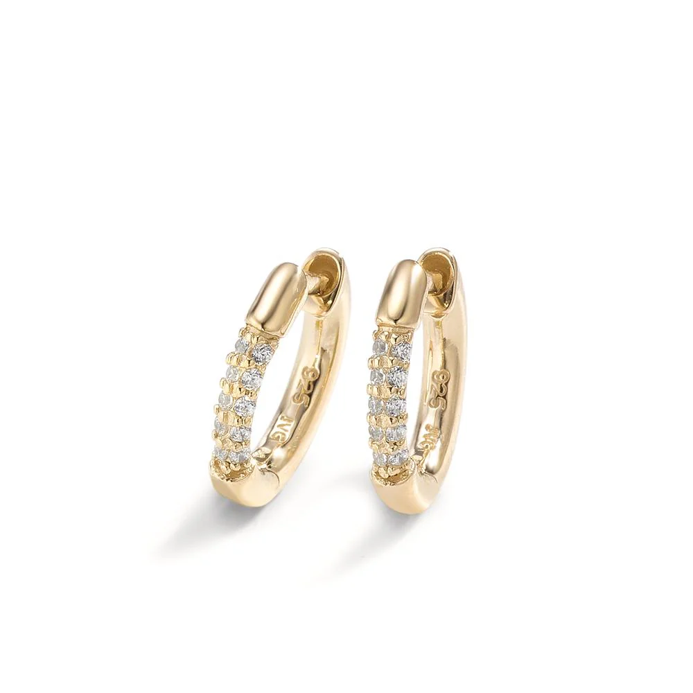 Orecchini circolari Argento Zirconia 10 pietra giallo dorato - Image 3