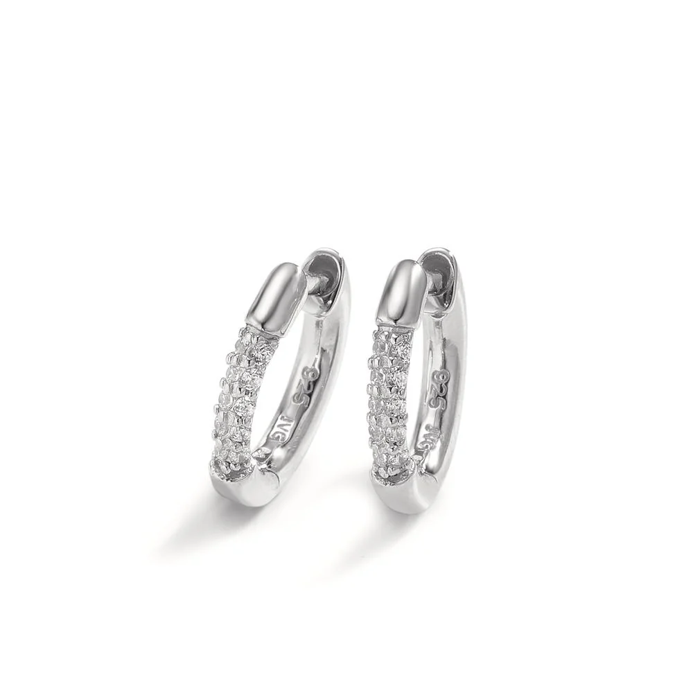Orecchini circolari Argento Zirconia 10 pietra rodiato - Image 3