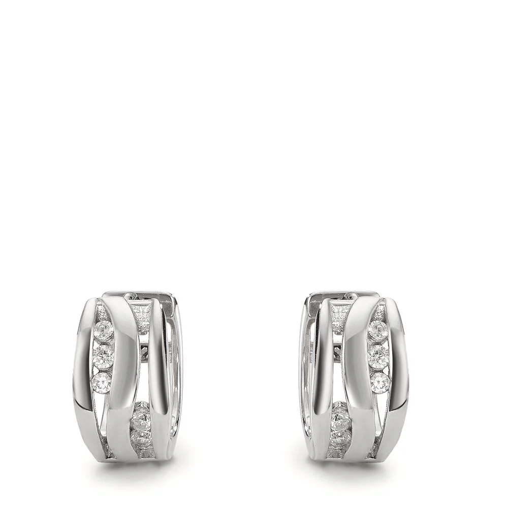 Orecchini circolari Argento Zirconia 10 pietra rodiato - Image 2