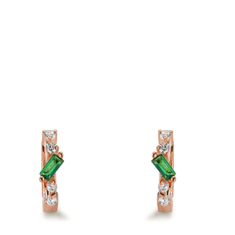Orecchini circolari Argento Zirconia 10 pietra rosa dorato - Image 3