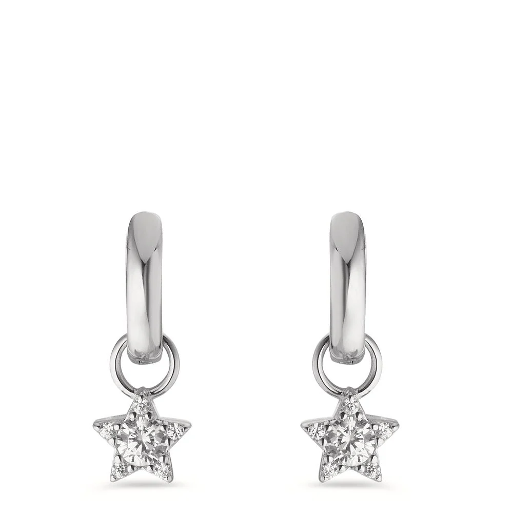 Orecchini circolari Argento Zirconia 12 pietra rodiato Stella - Image 2