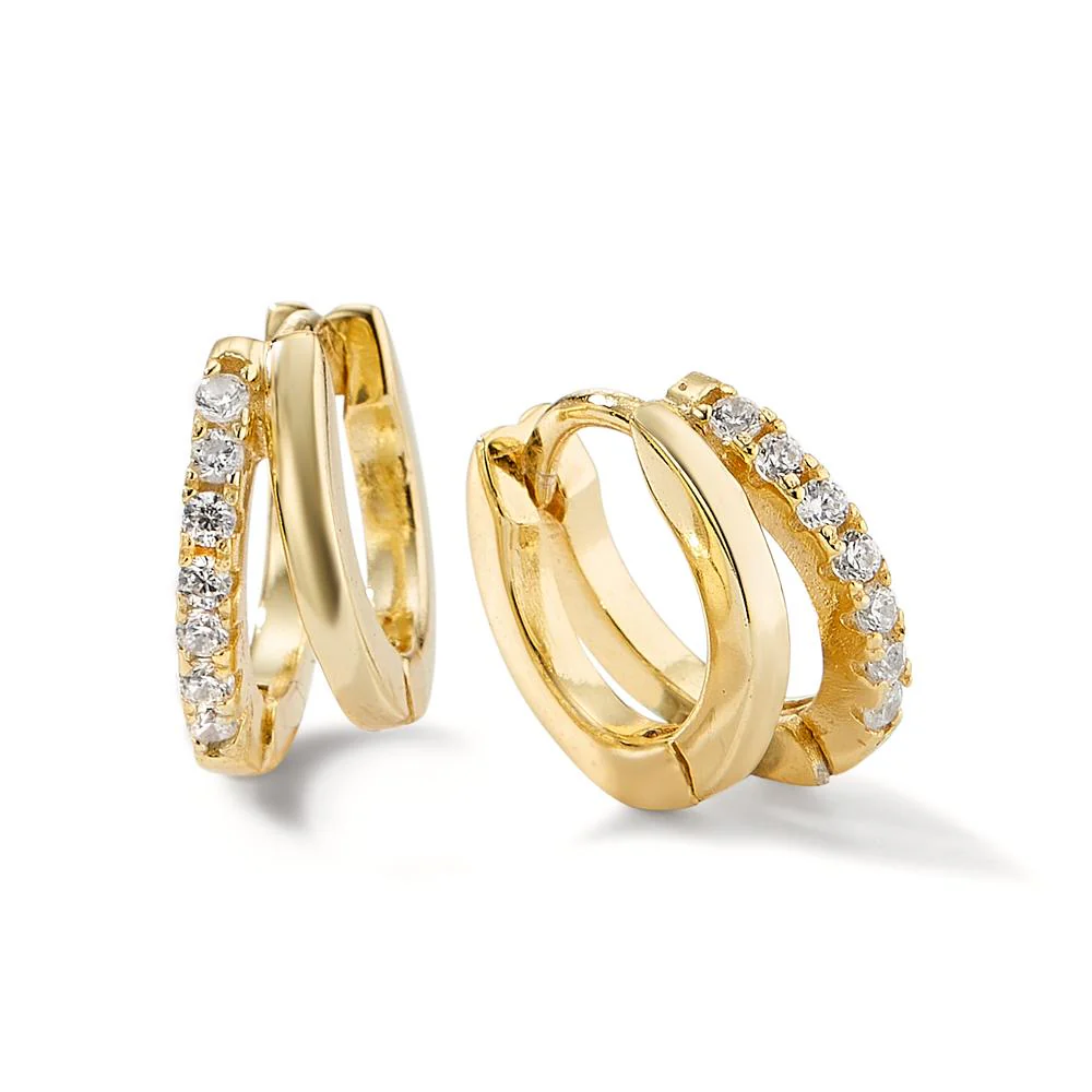 Orecchini circolari Argento Zirconia 14 pietra giallo dorato - Image 2