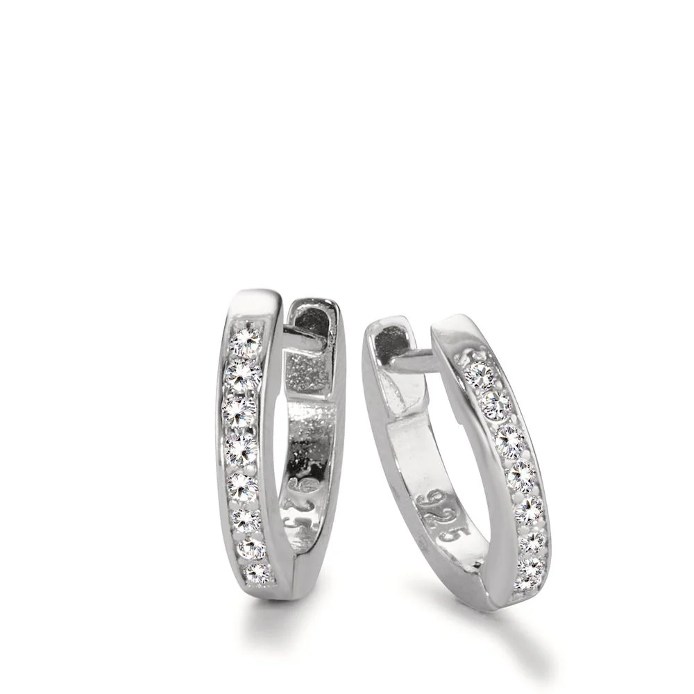 Orecchini circolari Argento Zirconia 16 pietra rodiato - Image 2