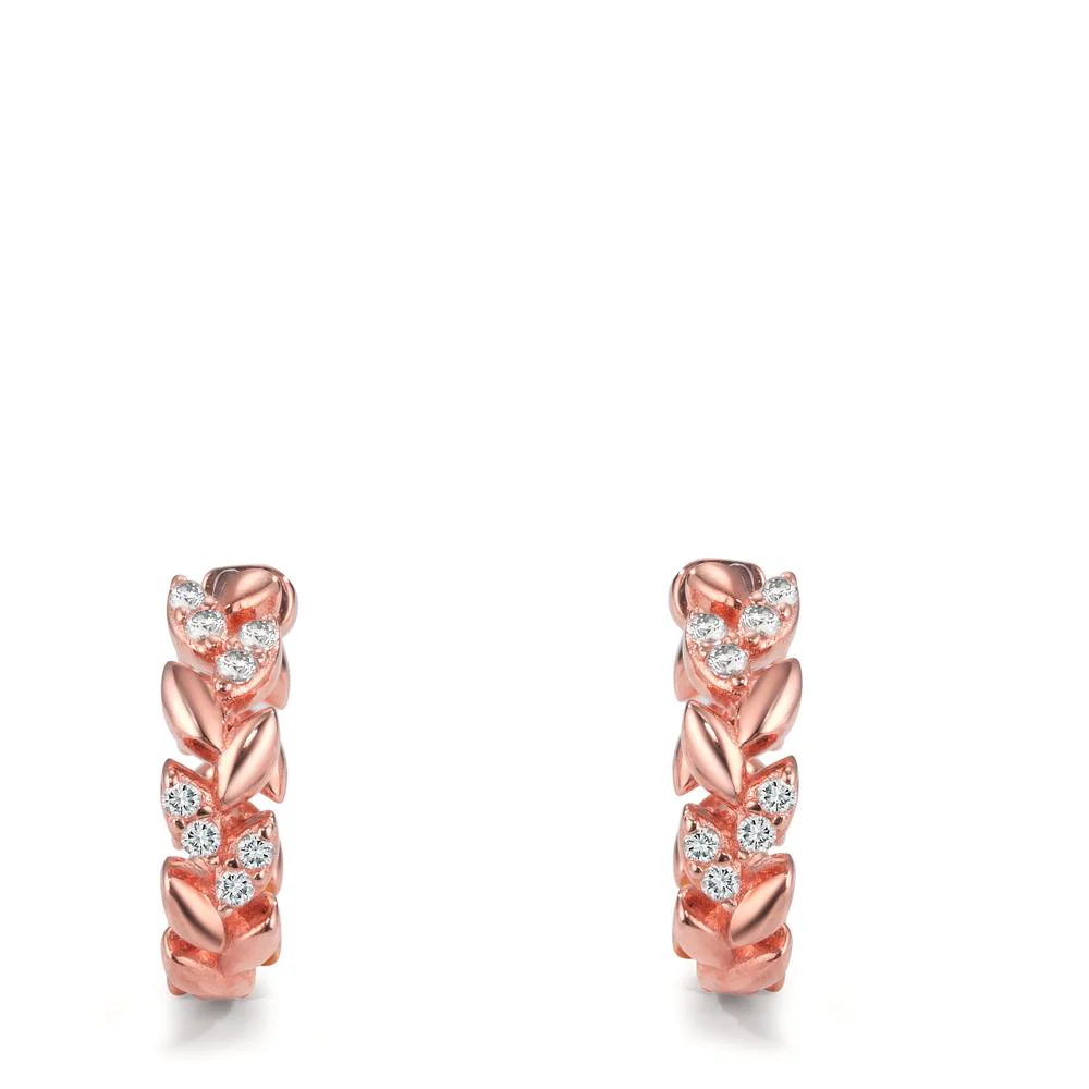 Orecchini circolari Argento Zirconia 16 pietra rosa dorato Foglio - Image 2