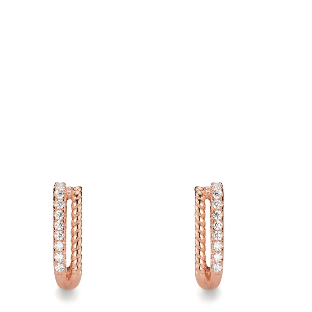 Orecchini circolari Argento Zirconia 18 pietra rosa dorato - Image 2