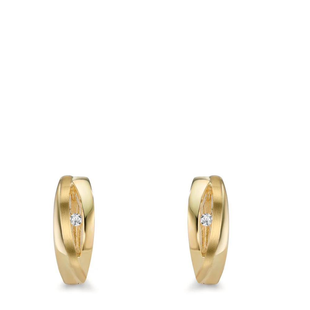 Orecchini circolari Argento Zirconia 2 pietra dorato - Image 2