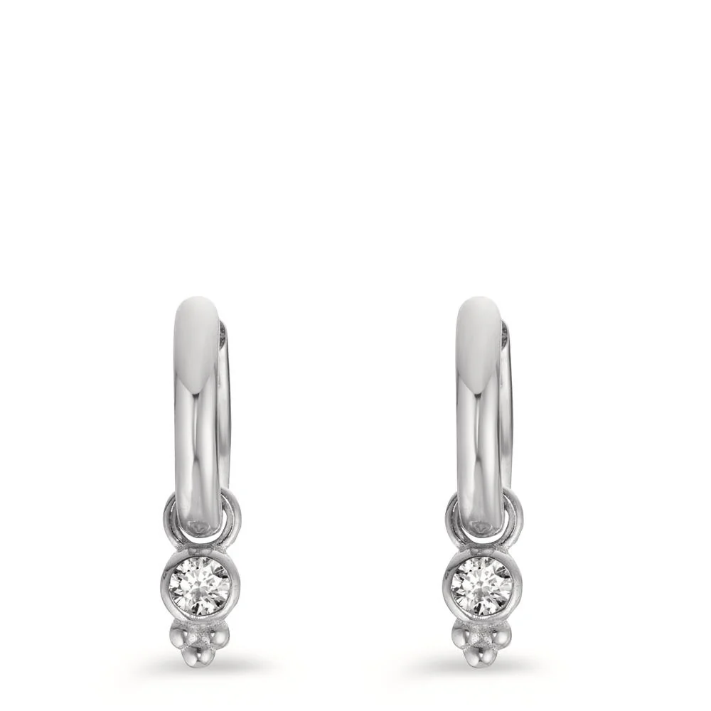 Orecchini circolari Argento Zirconia 2 pietra rodiato - Image 2