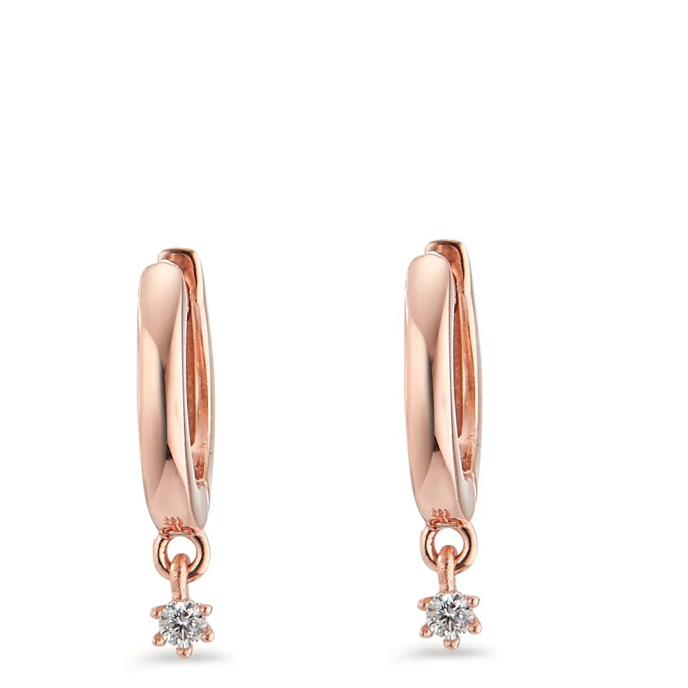 Orecchini circolari Argento Zirconia 2 pietra rosa dorato - Image 2
