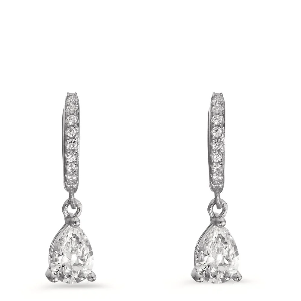 Orecchini circolari Argento Zirconia 20 pietra rodiato - Image 2