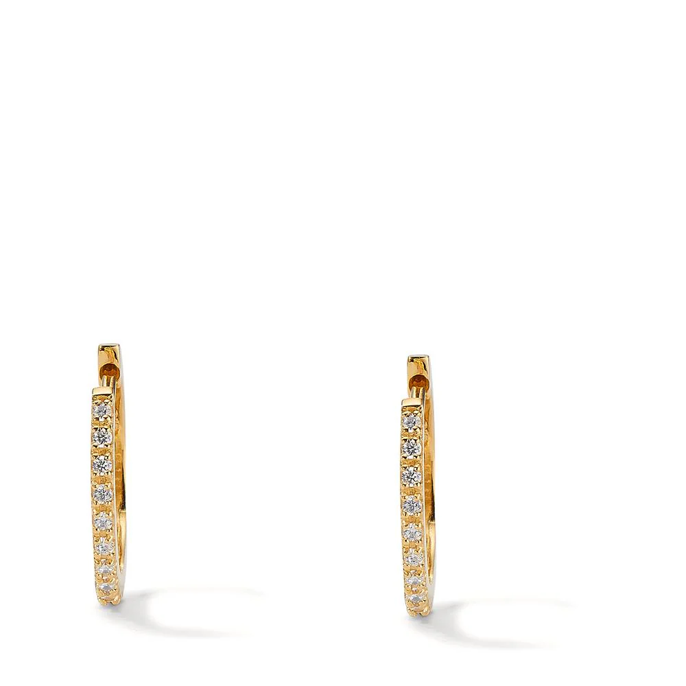 Orecchini circolari Argento Zirconia 22 pietra giallo dorato - Image 2
