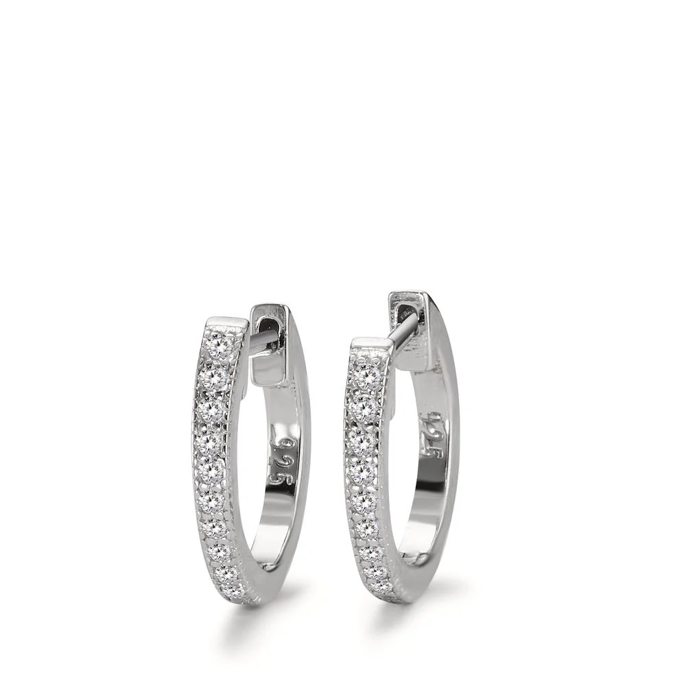 Orecchini circolari Argento Zirconia 22 pietra rodiato - Image 2