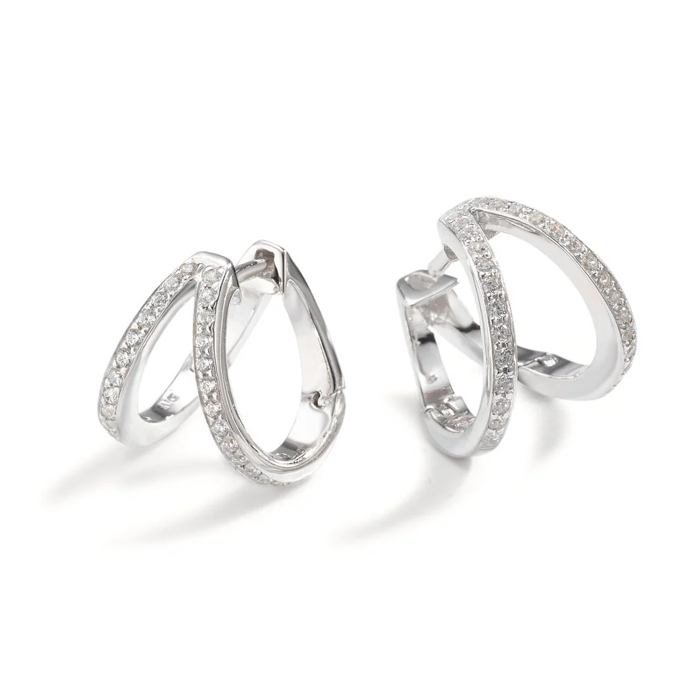 Orecchini circolari Argento Zirconia 26 pietra rodiato - Image 3