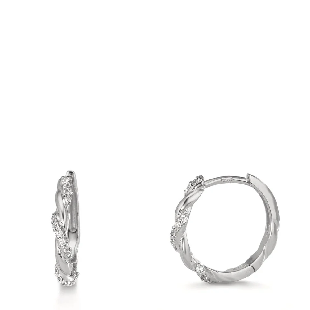 Orecchini circolari Argento Zirconia 26 pietra rodiato