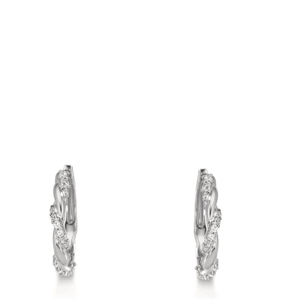 Orecchini circolari Argento Zirconia 26 pietra rodiato - Image 2