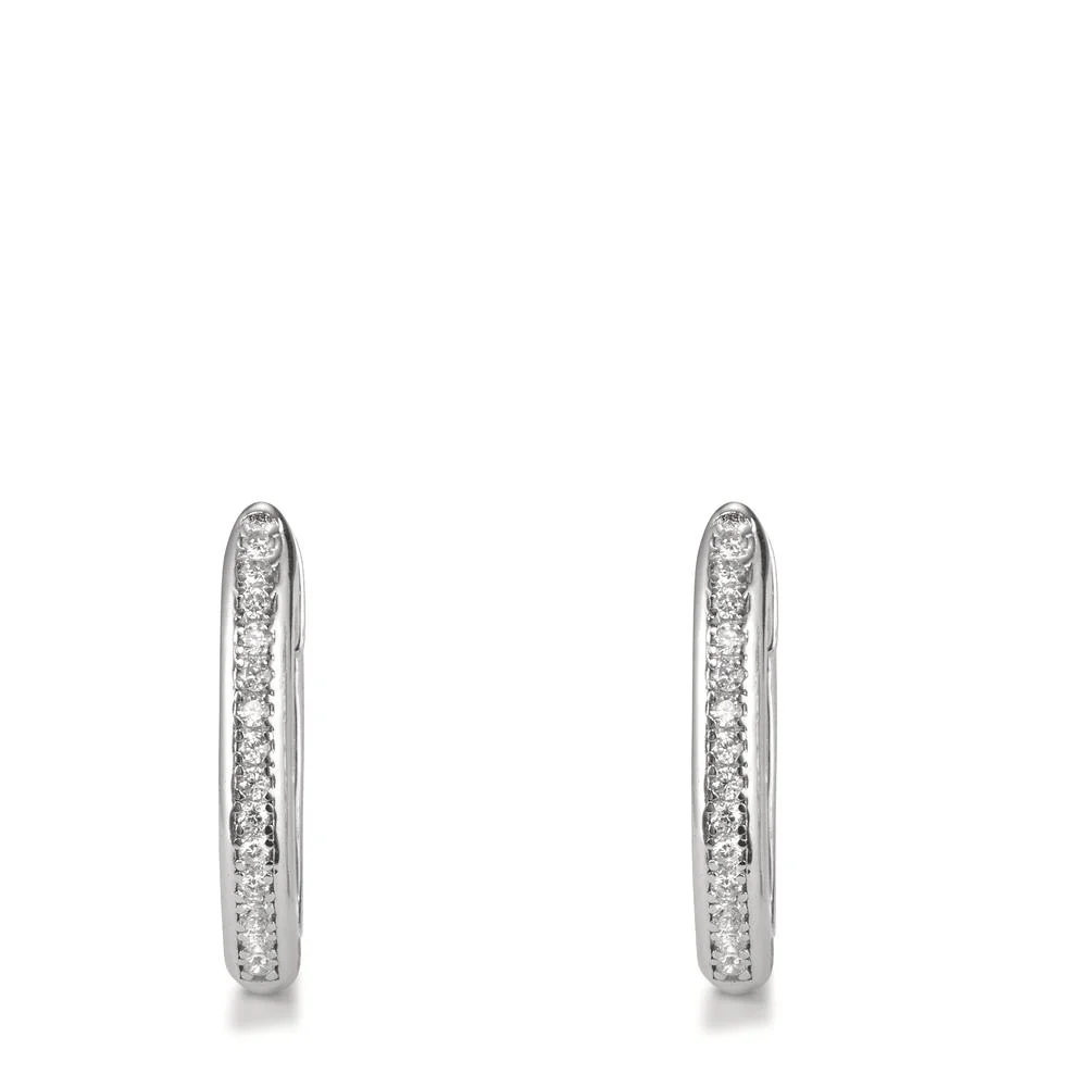 Orecchini circolari Argento Zirconia 28 pietra rodiato - Image 2