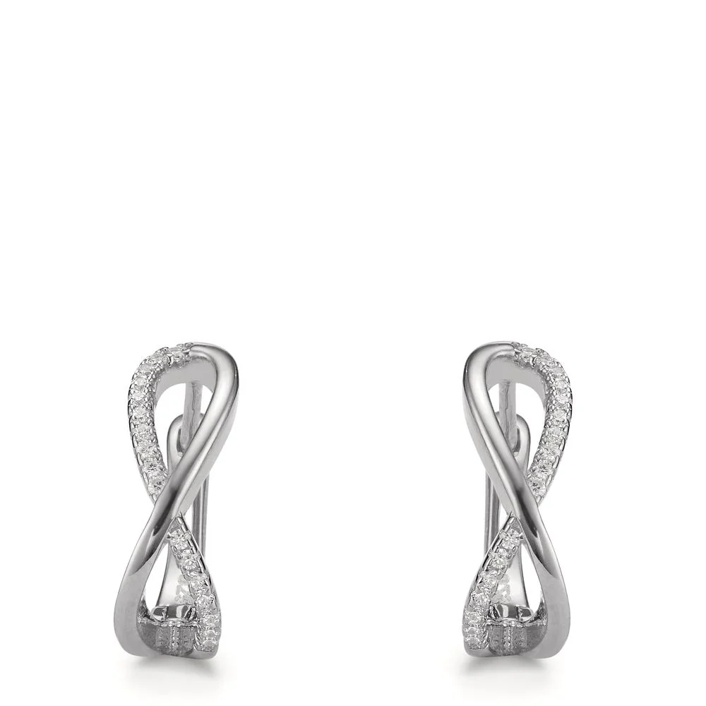Orecchini circolari Argento Zirconia 28 pietra rodiato - Image 2