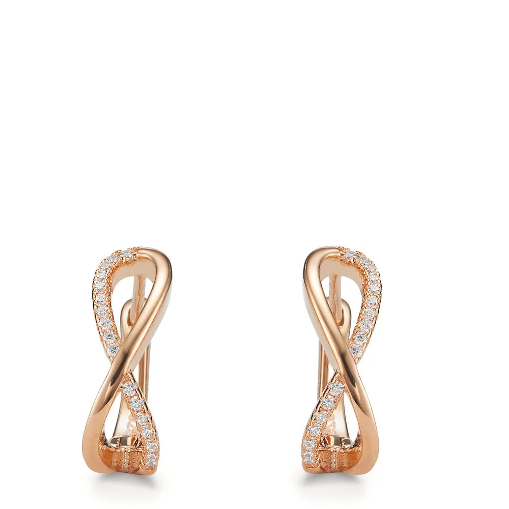 Orecchini circolari Argento Zirconia 28 pietra rosa dorato - Image 2